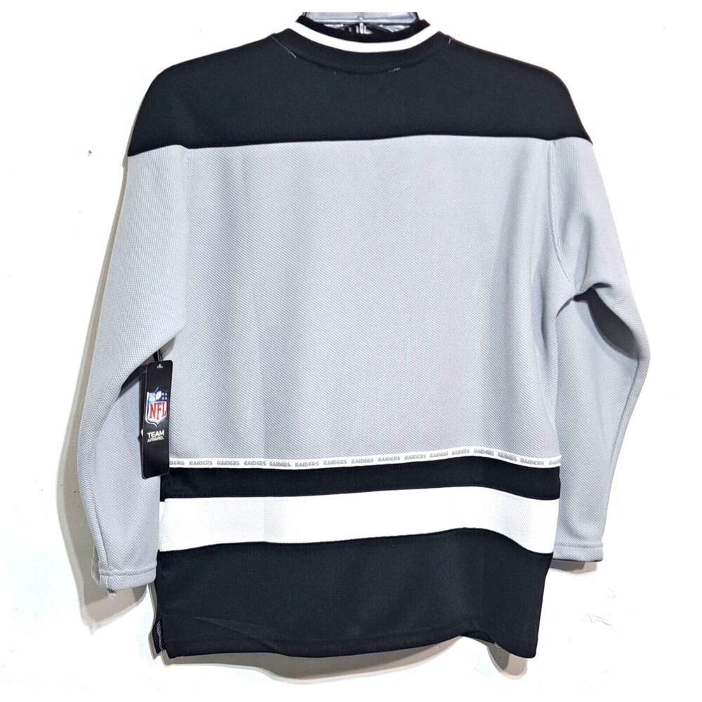 NWT NFL Team Apparel Boys Size XL 18-20 Black Raiders Jersey Shirt Long Sleeve - Picture 6 of 12